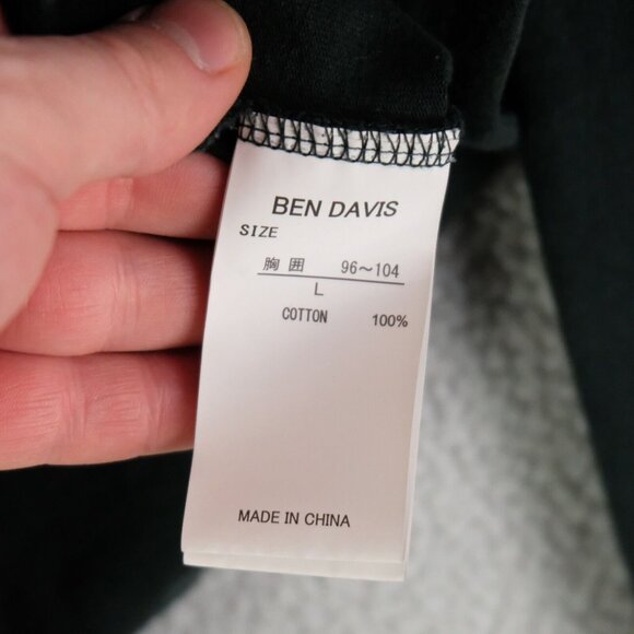 Ben Davis Shirt Womens Large Green Long Sleeve Crew Heavyweight Cotton Pocket - Picture 8 of 9